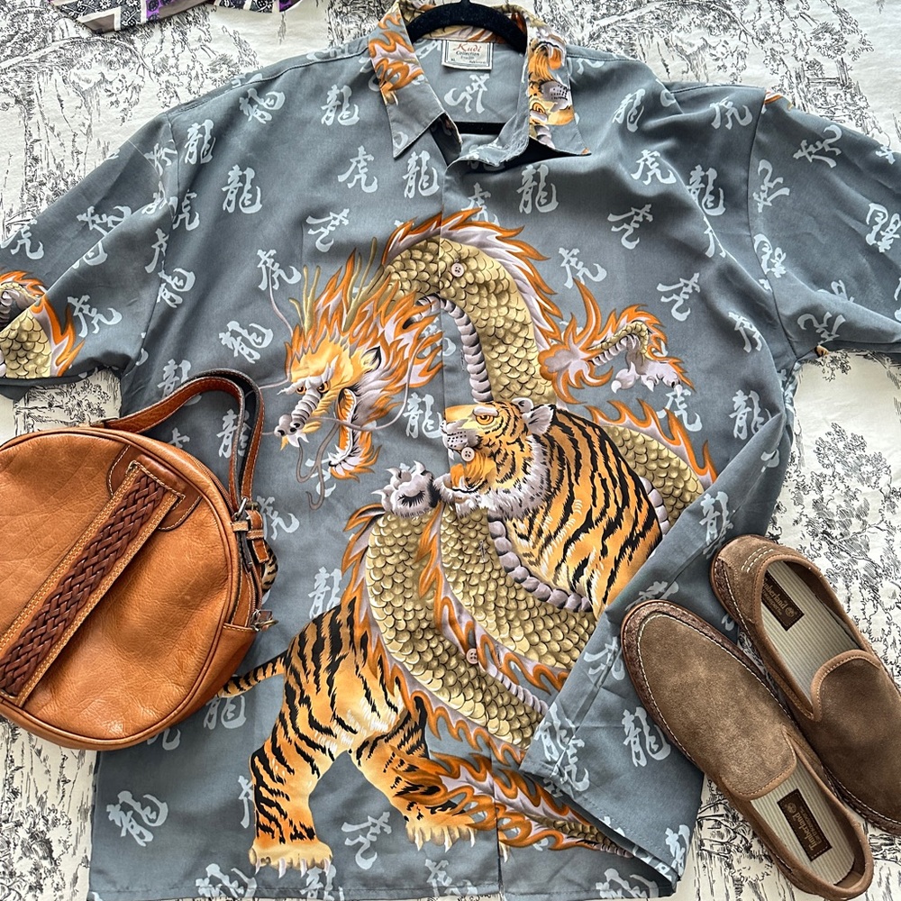 Vintage men's shirt with dragon